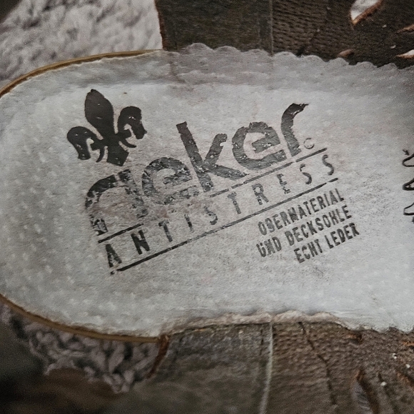 Rieker Anti-Stress Brown Leather Slingback Shoes With Cut Out Detailing 9 Eu 39 - Picture 7 of 9